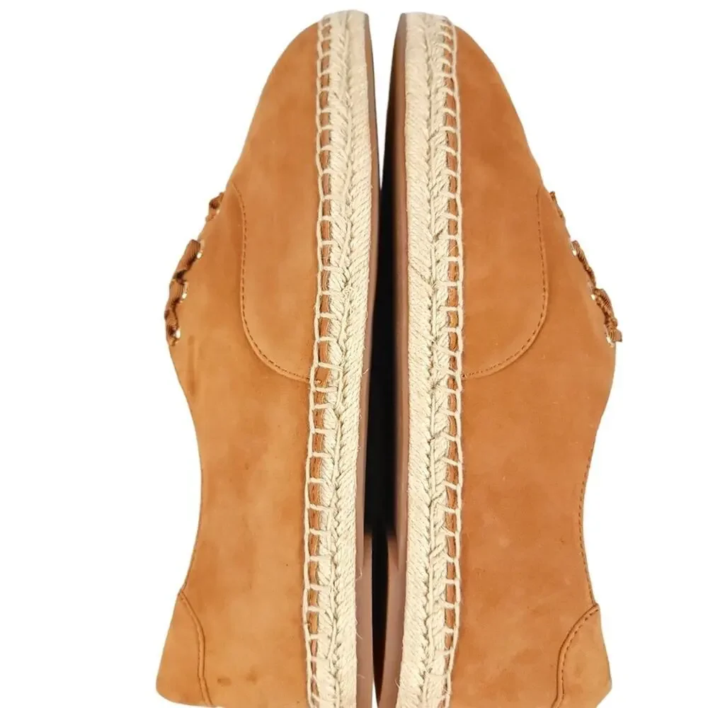 Vionic Lace Up Espadrille Flats Coast Sandy Suede Orthotic